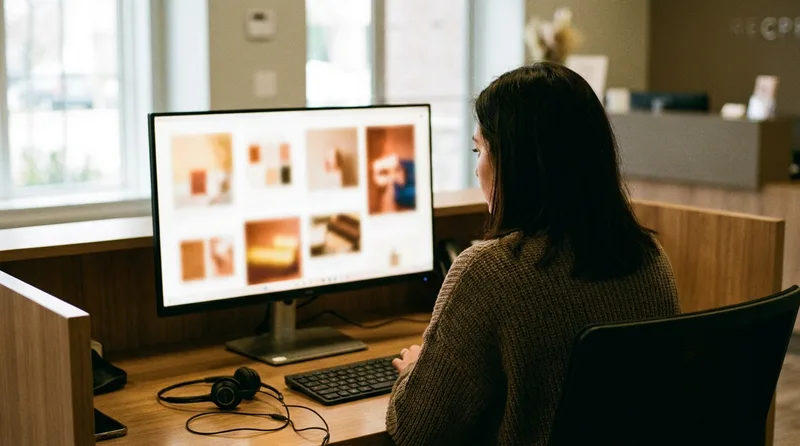Front desk coordinator viewing an AI receptionist dashboard that handles patient calls automatically