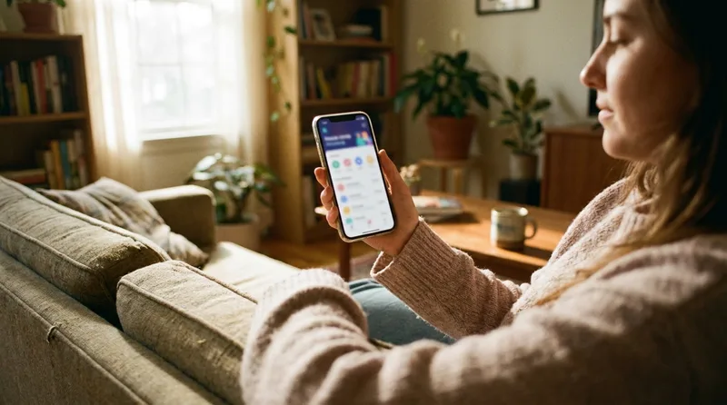 Patient looking at an AI-generated answer on a smartphone while searching for a dentist