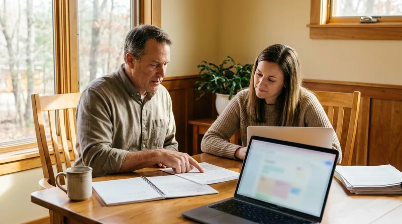 Dental practice owner and office manager reviewing a vendor checklist together before signing a software contract