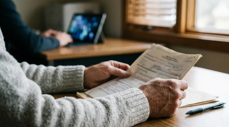 Patient holding an unsigned dental treatment plan while unsure about insurance coverage