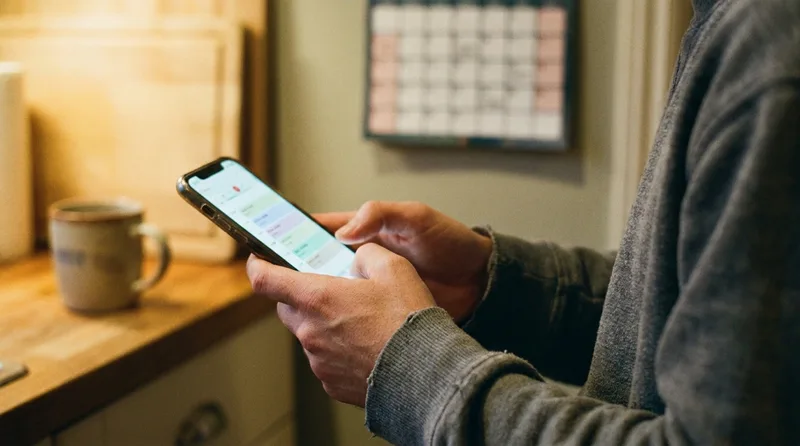 Patient rebooking a dental appointment from a phone at home, showing the low friction reschedule path