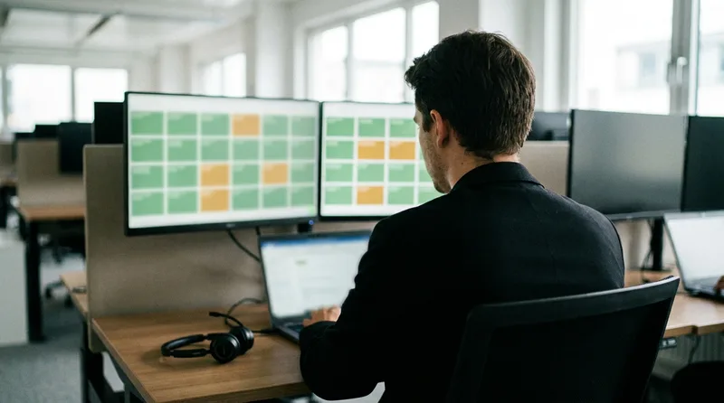 Operations manager monitoring a DSO AI receptionist call queue across multiple dental office locations