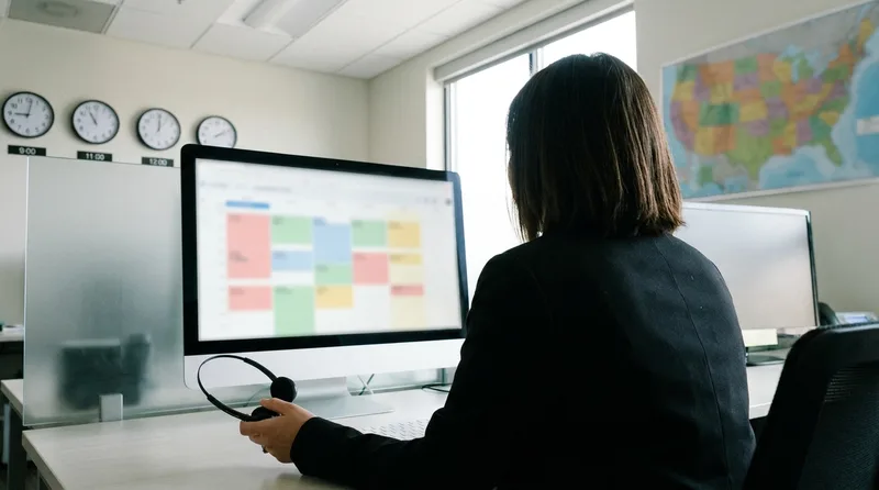 Operations coordinator comparing office hours across time zones for multi-state DSO call routing