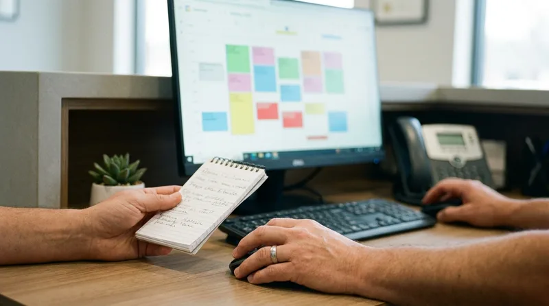 Front desk staff repairing a dental appointment record and backfilling the freed schedule block