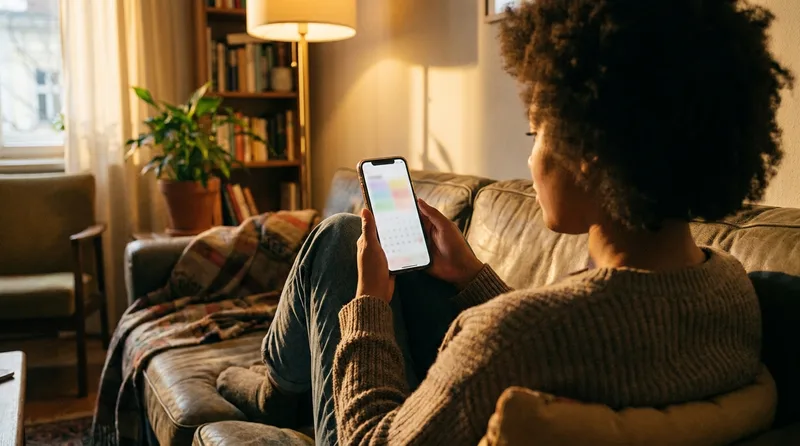 Patient booking a dental appointment online through a scheduling app on a smartphone at home
