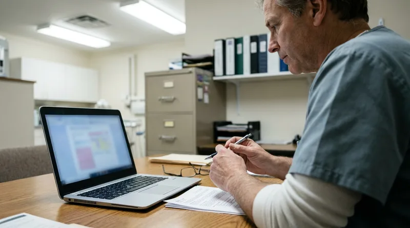 Dental practice owner reviewing a vendor security checklist and signed agreement before approving AI receptionist software