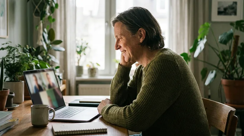 Patient having a telehealth video visit with a primary care provider from home