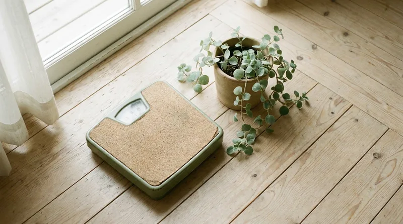 Bathroom scale representing gradual weight gain linked to an underactive thyroid