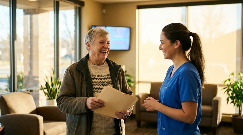 Smiling older adult after a dental implant consultation, showing age isn't a barrier