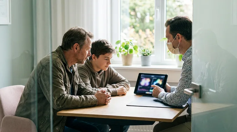 Parent and teen discussing wisdom teeth removal timing with their dentist