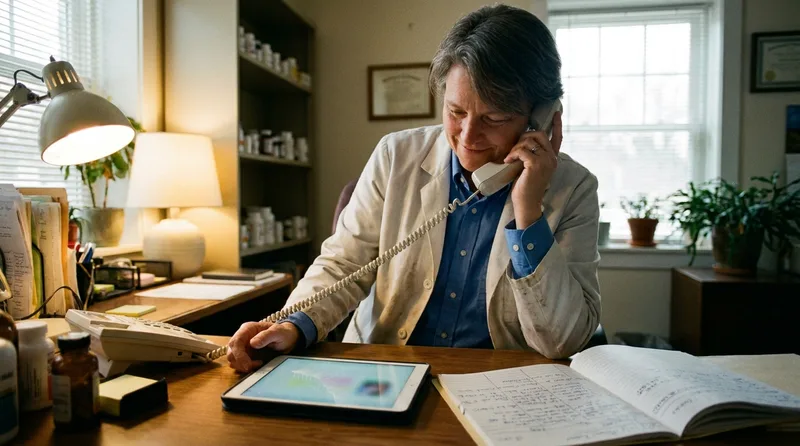 Pharmacist making a personal follow-up call to a patient after a GLP-1 dose increase