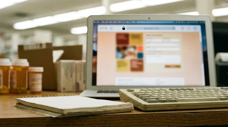 Secure encrypted refill form displayed on a pharmacy website representing HIPAA-aware web design
