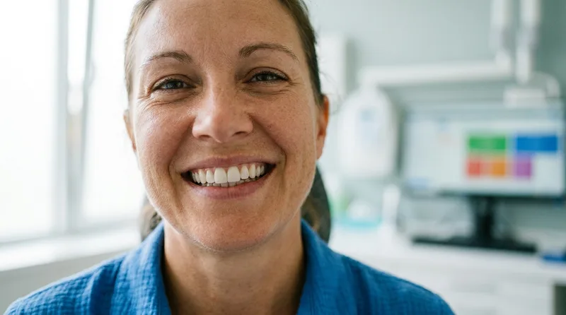 Patient smiling to show well-maintained porcelain veneers