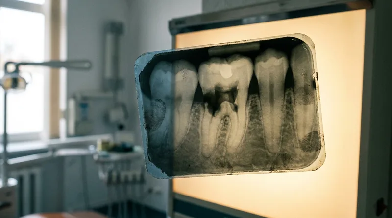 Dental X-ray showing decay progressing toward the tooth root