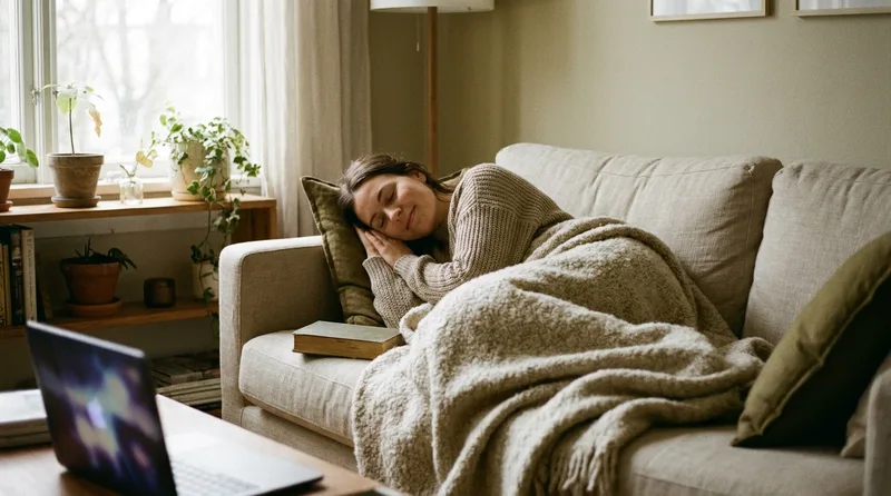 Patient resting comfortably at home the day of a sedation appointment