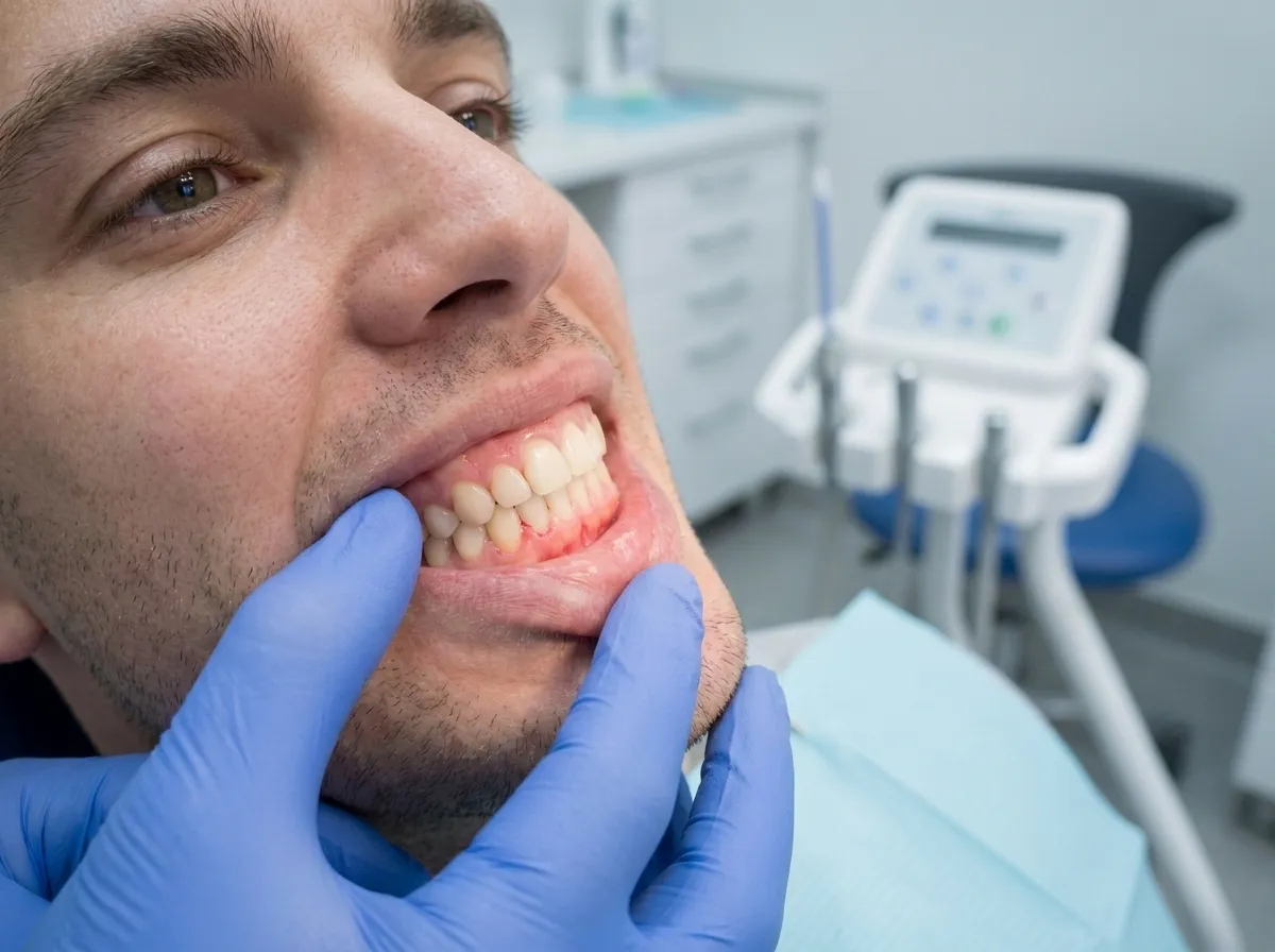 Dental hygienist performing a periodontal assessment